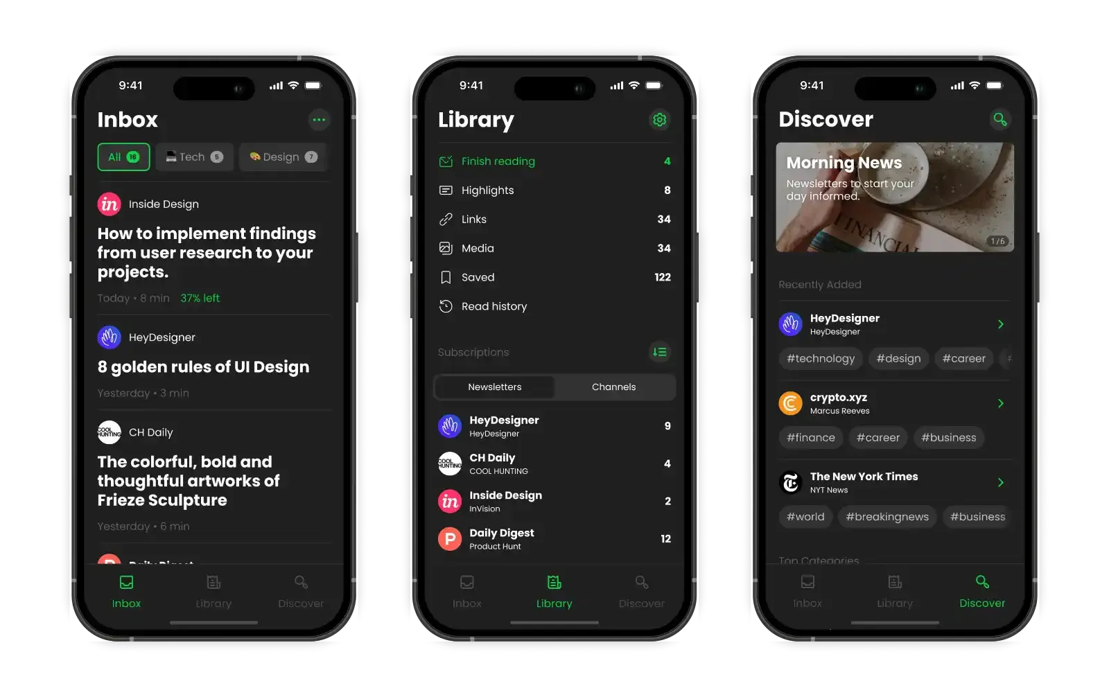 Multiple Stoop Inbox screenshots showing various functionality on the app