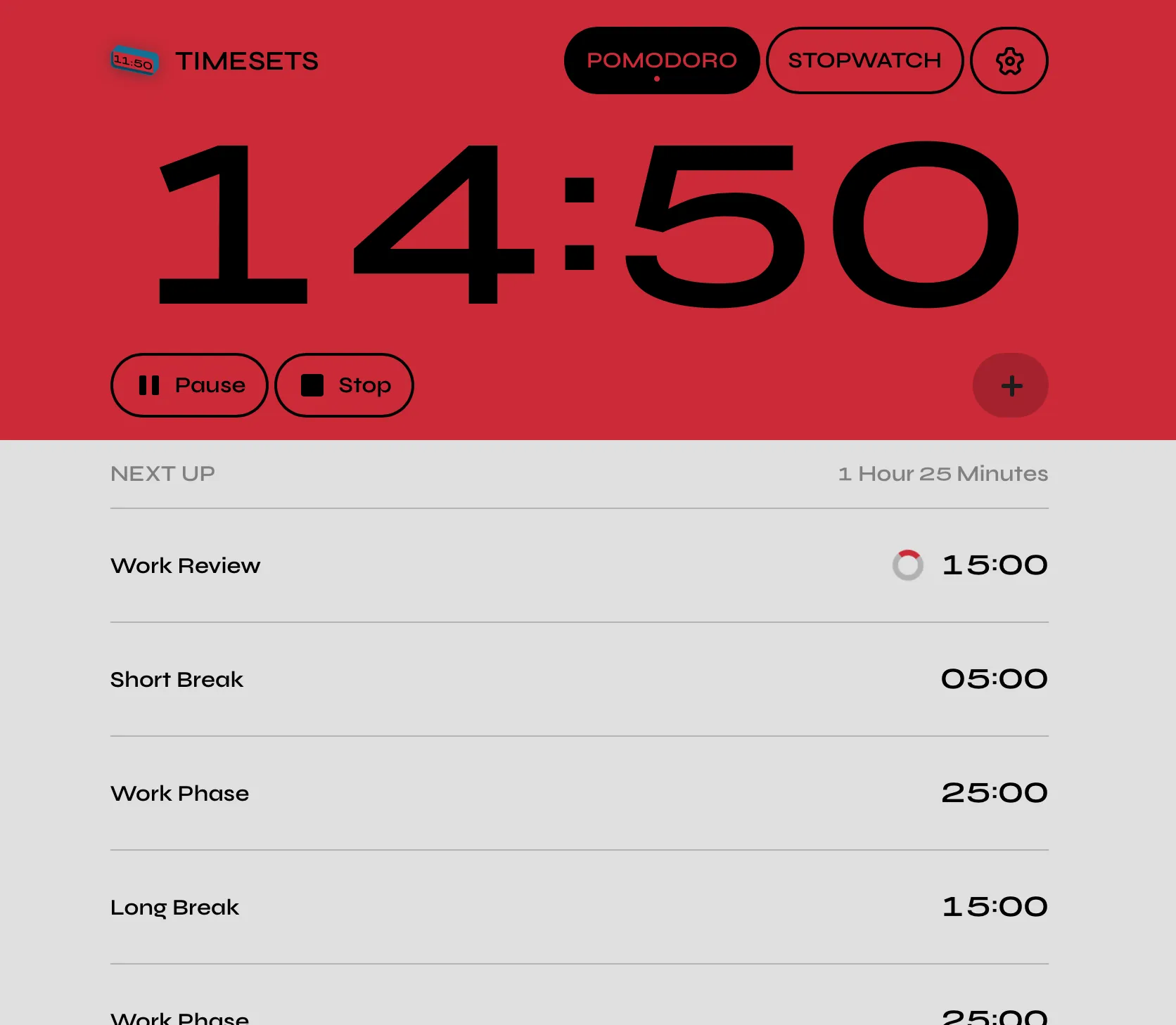 Timesets screenshot 2