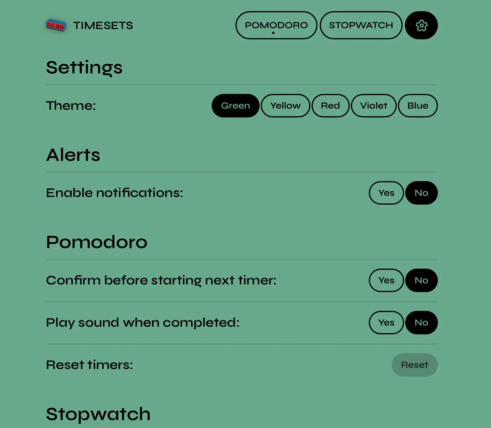 Timesets screenshot 3